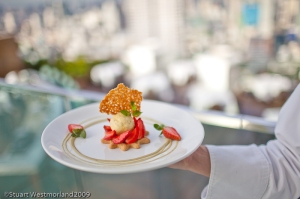 food photography, Chef with Signature Dishes, Breeze, award-winning restaurant atop Lebua at State Tower, Silom Road, Bangkok, Thailand, S.E. Asia